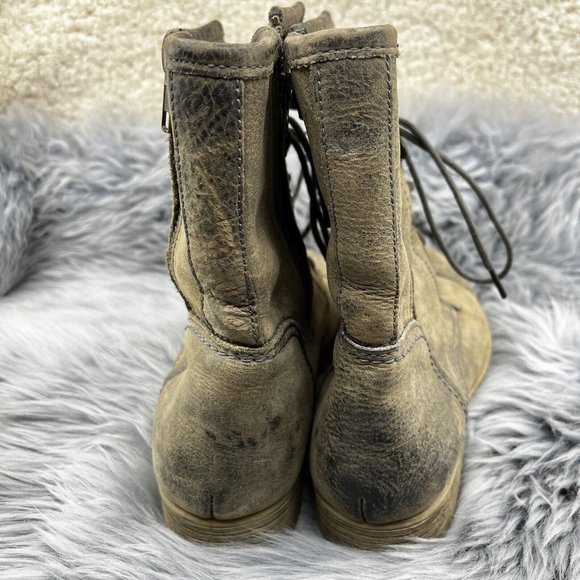 Vintage Bed Stu Distressed Military Combat Leather Boots Gray Beige Size 6.5 - Picture 6 of 11